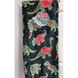 Christmas Holiday Merry Rex-mas Dinosaur Dino Sugar Cookie Plush Throw Blanket
